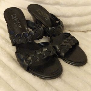 Franco Sarto Leather Braided Strappy Slip On Sandals Size 6